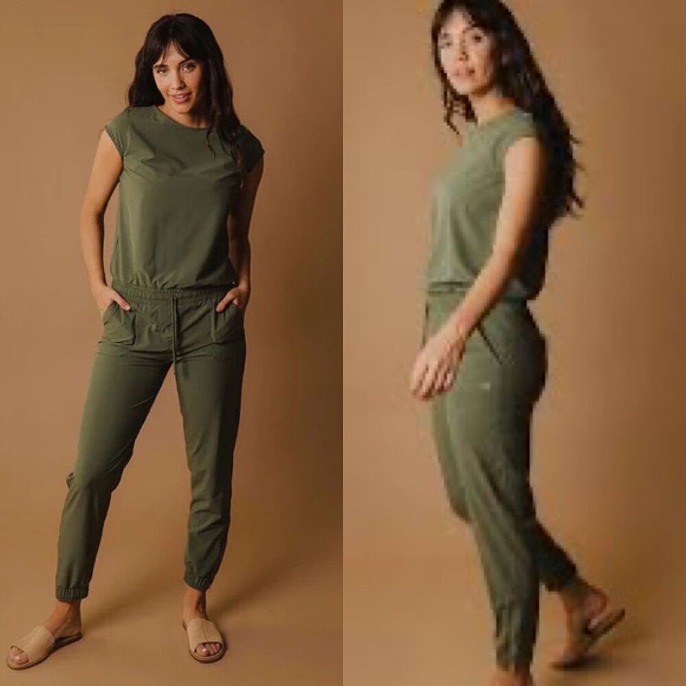 Albion Fit Women Size M Green Jetsetter Jumpsuit Casual Minmalist Travel Outdoor